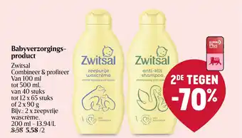 Delhaize Zwitsal Babyverzorgingsproduct aanbieding