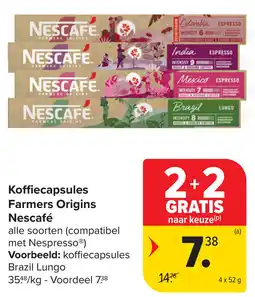 Carrefour Koffiecapsules Farmers Origins Nescafé aanbieding
