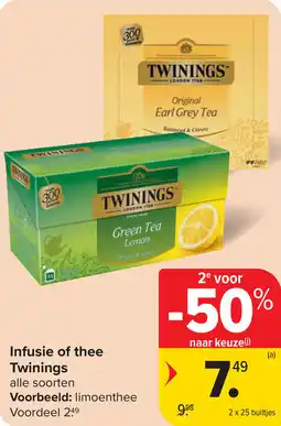 Carrefour Infusie of Thee Twinings aanbieding