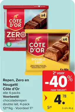 Carrefour Repen, Zero en Nougatti Côte d'Or aanbieding