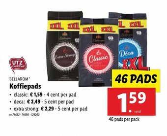 Lidl Bellarom Koffiepads 46 pads per pack aanbieding