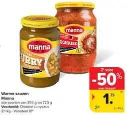 Carrefour Warme sauzen Manna aanbieding