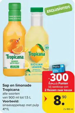 Carrefour Sap en limonade Tropicana aanbieding
