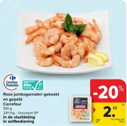Carrefour Roze jumbogarnalen gekookt en gepeld Carrefour aanbieding