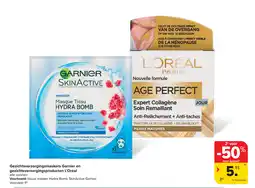 Carrefour Gezichtsverzorgingsmaskers Garnier en gezichtsverzorgingsproducten L'Oréal aanbieding