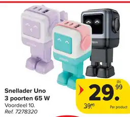 Carrefour Snellader Uno 3 poorten 65 W aanbieding