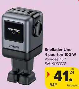 Carrefour Snellader Uno 4 poorten 100 W aanbieding
