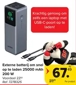 Carrefour Externe batterij om snel op te laden 25000 mAh 200w aanbieding
