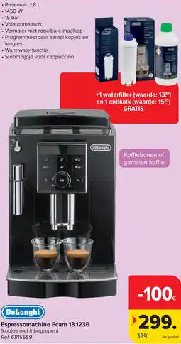 Carrefour DeLonghi Espressomachine Ecam 13.123B aanbieding