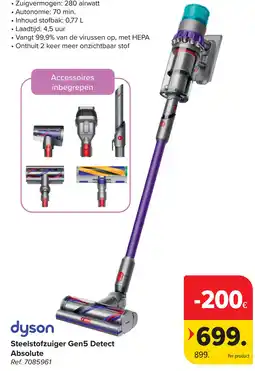 Carrefour dyson Steelstofzuiger Gen5 Detect Absolute aanbieding