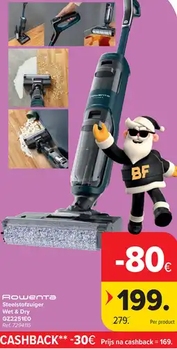 Carrefour Rowenta Steelstofzuiger Wet & Dry GZ2251E0 aanbieding