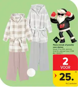 Carrefour Fleece broek of poncho voor dames aanbieding