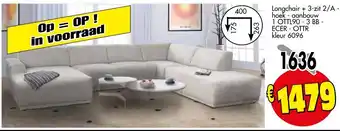 Budget Meubelen Longchair + 3-zit 2/A - hoek - aanbouw 1 OTTL90 - 3 BB - ECER-OTTR kleur 6096 aanbieding