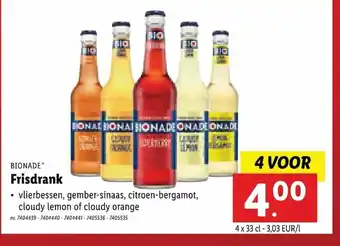 Lidl Bionade Frisdrank 4 voor 4 x 33 cl aanbieding