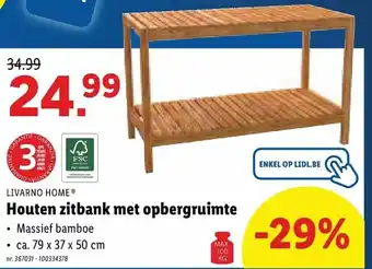 Lidl Livarno Home Houten zitbank met opbergruimte 79 x 37 x 50 cm aanbieding