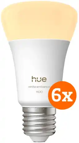 Coolblue Philips Hue White Ambiance E27 1100lm Lot de 6 aanbieding