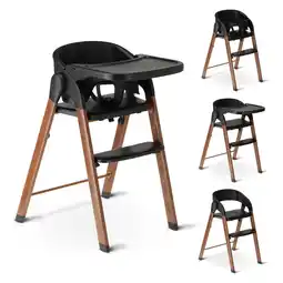 Decathlon Deryan Luxe Kinderstoel - Inklapbaar - Meegroei - Zwart/Houtlook aanbieding