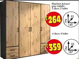 Budget Meubelen Kleerkast Artisan grey metallic aanbieding