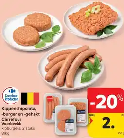 Carrefour Market Kippenchipolata, -burger en -gehakt aanbieding