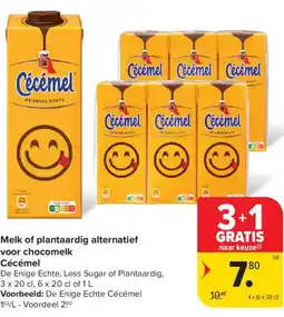 Carrefour Market Cécémel Melk of plantaardig alternatief voor chocomelk aanbieding