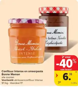 Carrefour Market Bonne Maman Confituur Intense en smeerpasta aanbieding