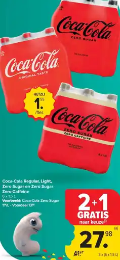 Carrefour Market Coca-Cola Regular, Light, Zero Sugar en Zero Sugar Zero Caffeine aanbieding