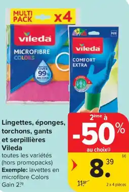 Carrefour Market Vileda Lingettes, éponges, torchons, gants et serpillières aanbieding