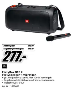 MediaMarkt JBL Partyspeaker + Microfoon PartyBox OTG 2 aanbieding