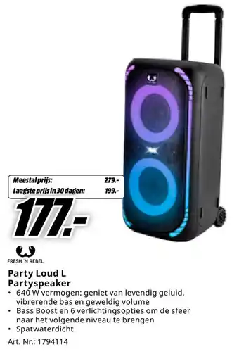 MediaMarkt Fresh 'N Rebel Party Loud L Partyspeaker aanbieding