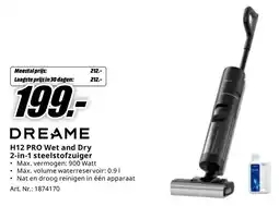 MediaMarkt Dreame H12 PRO Wet and Dry 2-in-1 steelstofzuiger aanbieding