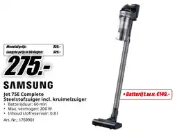 MediaMarkt Samsung Jet 75E Complete Steelstofzuiger incl. kruimelzuiger aanbieding