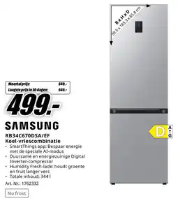 MediaMarkt Samsung RB34C670DSA/EF Koel-vriescombinatie aanbieding