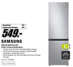 MediaMarkt Samsung RB34C600CSA/EF Koel vriescombinatie aanbieding