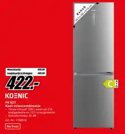 MediaMarkt Koenic FK 621 Koel Vriescombinatie aanbieding