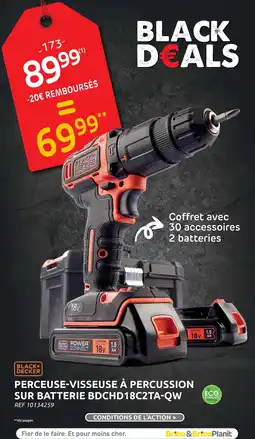 Brico Black+ Decker Perceuse Visseuse à Percussion sur Batterie BDCHD18C2tA-QW aanbieding