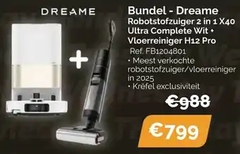 Krëfel Dreame Bundel Robotstofzuiger 2 in 1 X40 Ultra Complete Wit + Vloerreiniger H12 Pro aanbieding