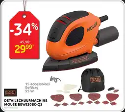 BricoPlanit Black+Decker Detailschuurmachine Mouse BEW230BC-QS aanbieding