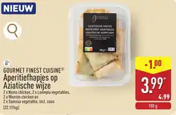 ALDI Gourmet finest cuisine Aperitiefhapjes op Aziatische wijze aanbieding