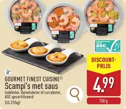 ALDI Gourmet finest cuisine Scampi's met saus aanbieding
