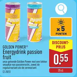 ALDI Golden Power Energydrink passion fruit aanbieding