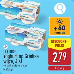 ALDI LYTTOS Yoghurt op Griekse wijze, 4 st. aanbieding