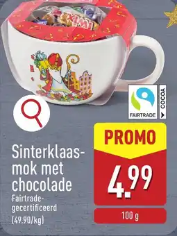 ALDI Sinterklaas mok met chocolade aanbieding