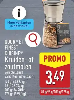 ALDI Gourmet finest cuisine Kruiden of zoutmolen aanbieding