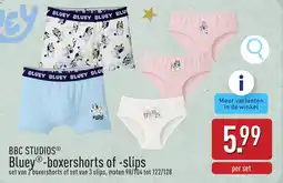 ALDI BBC studios bluey boxershorts of slips aanbieding