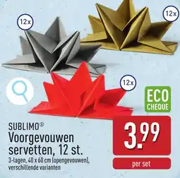 ALDI Sublimo voorgevouwen servetten aanbieding