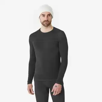 Decathlon Warm en ademend herenthermoshirt voor skiën BL 500 naadloos grijs aanbieding