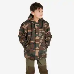 Decathlon Warme camouflagejas voor kinderen 100 Woodland aanbieding