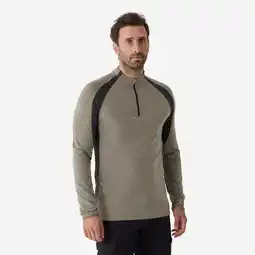 Decathlon Ademend shirt heren 900 merinowol met rits lichtgroen aanbieding