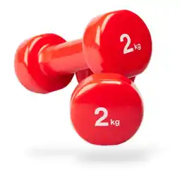 Decathlon Vinyl Dumbbells set per 2 stuks - 0,5 / 1 / 2 / 3 / 4 / 5 kg - rood aanbieding