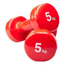 Decathlon Vinyl Dumbbells set per 2 stuks - 0,5 / 1 / 2 / 3 / 4 / 5 kg - rood aanbieding